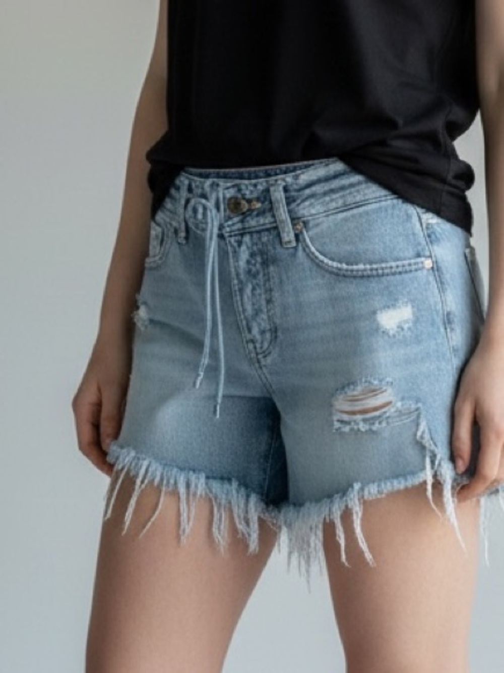 KanCan Light Blue Distressed Denim Shorts